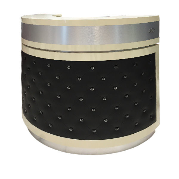 Reception Desk C-48P (Beige/ Aluminum/ Black PU)